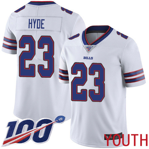 Youth Buffalo Bills #23 Micah Hyde White Vapor Untouchable Limited Player 100th Season NFL Jersey